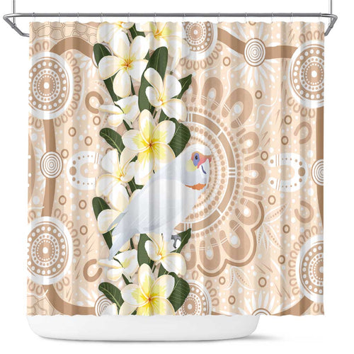 Australia Long-billed Corella Shower Curtain Cacatua Tenuirostris Plumeria Aboriginal Art - Aussie Hoodie