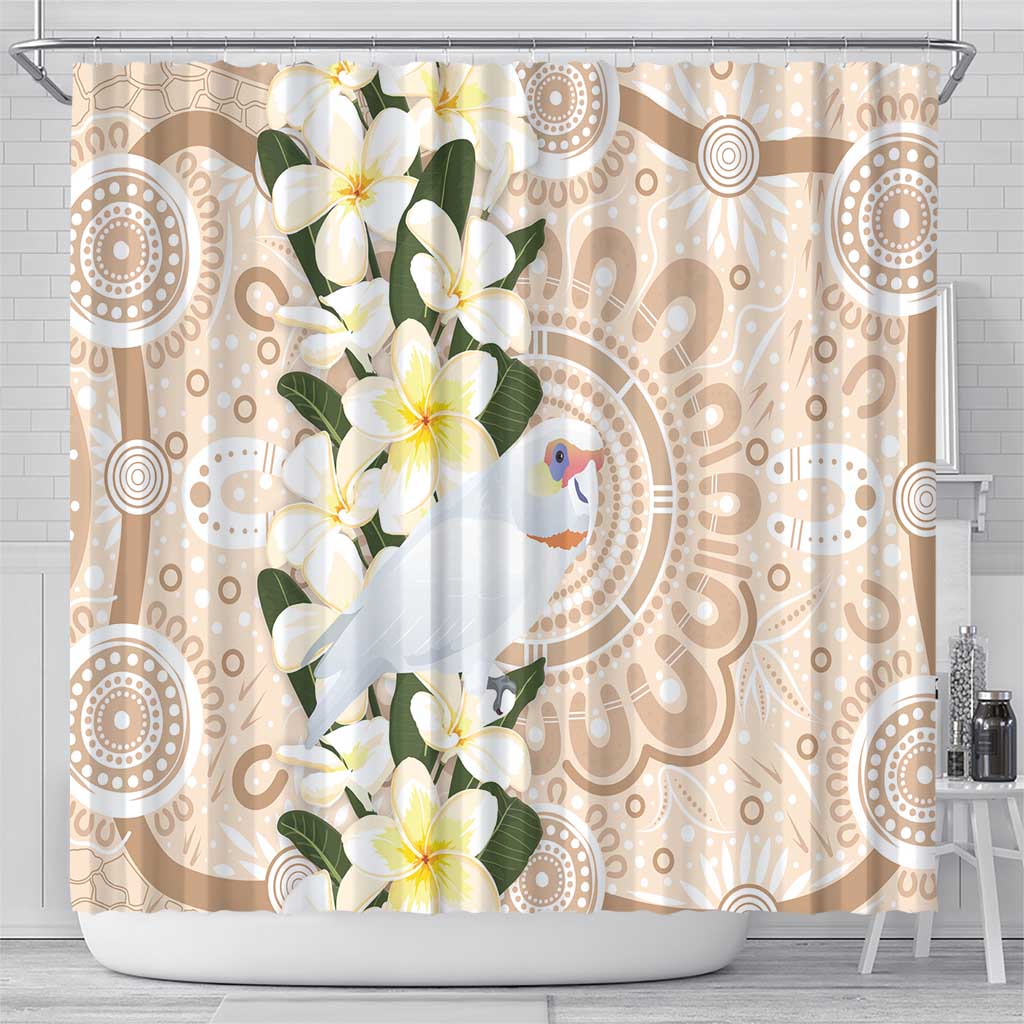 Australia Long-billed Corella Shower Curtain Cacatua Tenuirostris Plumeria Aboriginal Art - Aussie Hoodie