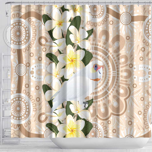 Australia Long-billed Corella Shower Curtain Cacatua Tenuirostris Plumeria Aboriginal Art - Aussie Hoodie
