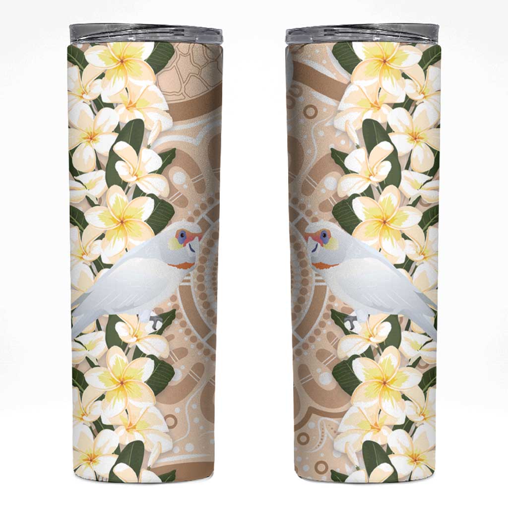 Australia Long-billed Corella Skinny Tumbler Cacatua Tenuirostris Plumeria Aboriginal Art - Aussie Hoodie