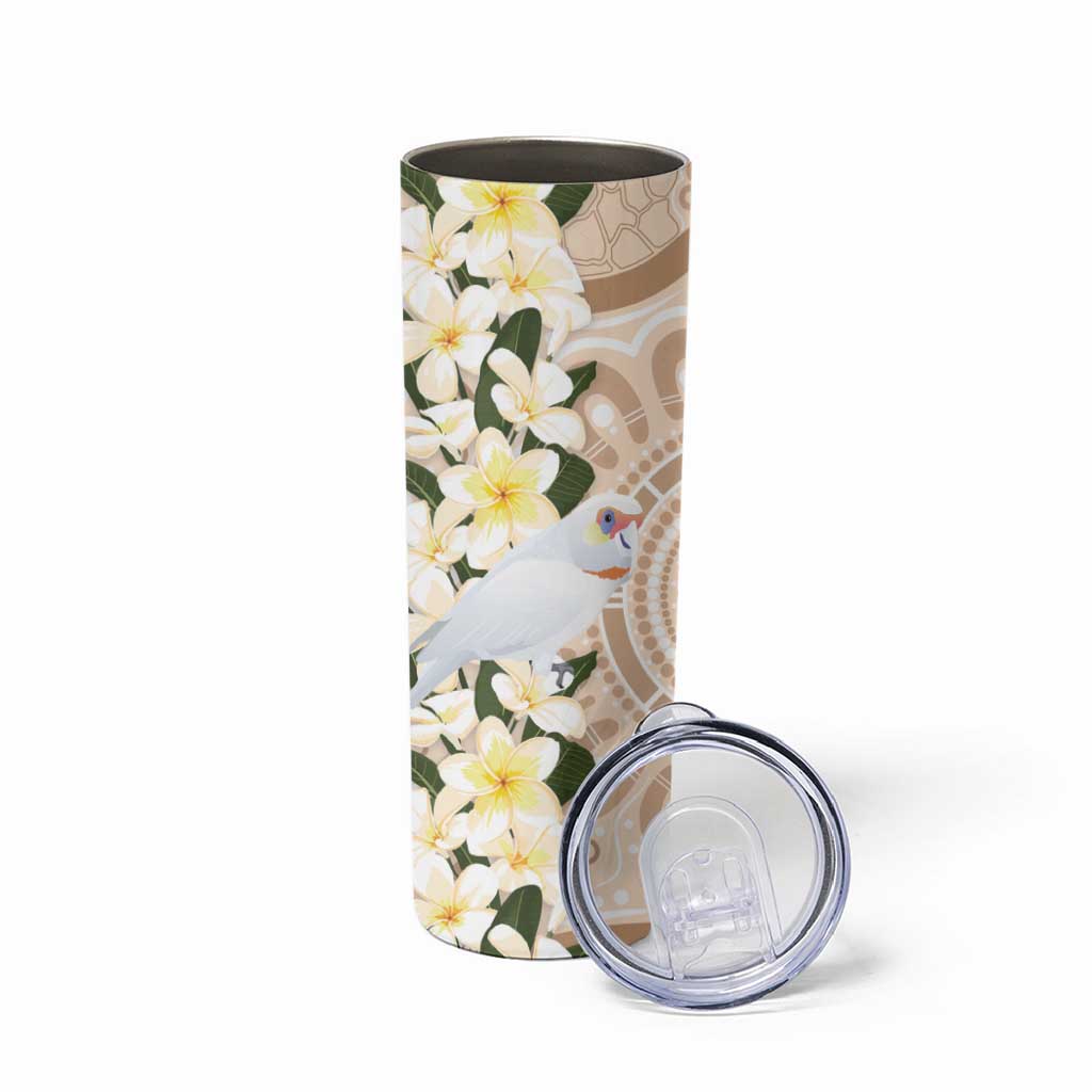 Australia Long-billed Corella Skinny Tumbler Cacatua Tenuirostris Plumeria Aboriginal Art - Aussie Hoodie