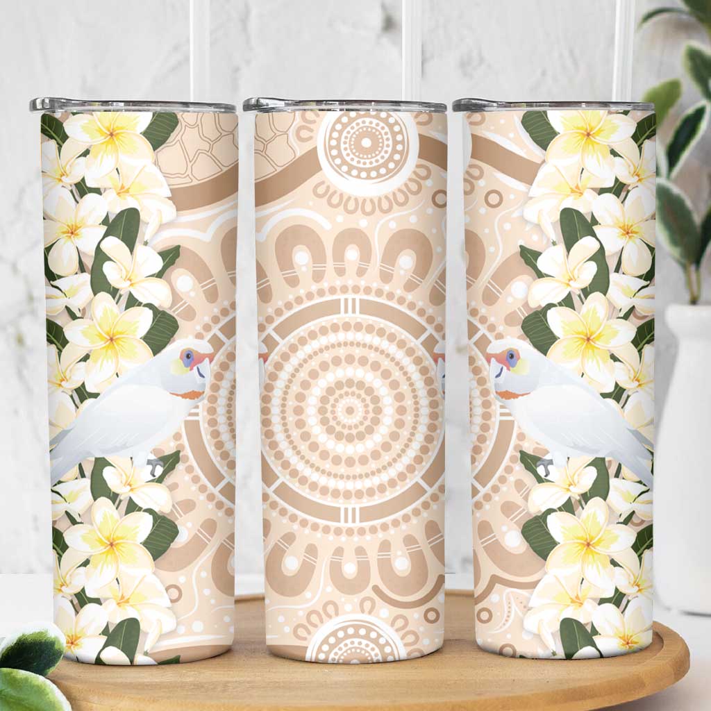 Australia Long-billed Corella Skinny Tumbler Cacatua Tenuirostris Plumeria Aboriginal Art - Aussie Hoodie
