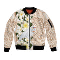 Australia Long-billed Corella Sleeve Zip Bomber Jacket Cacatua Tenuirostris Plumeria Aboriginal Art - Aussie Hoodie