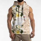 Australia Long-billed Corella Sleeveless Hoodie Cacatua Tenuirostris Plumeria Aboriginal Art - Aussie Hoodie