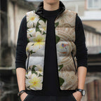 Australia Long-billed Corella Sleeveless Puffer Jacket Cacatua Tenuirostris Plumeria Aboriginal Art - Aussie Hoodie