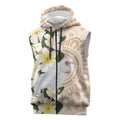 Australia Long-billed Corella Sleeveless Zip Hoodie Cacatua Tenuirostris Plumeria Aboriginal Art LT14