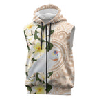 Australia Long-billed Corella Sleeveless Zip Hoodie Cacatua Tenuirostris Plumeria Aboriginal Art LT14