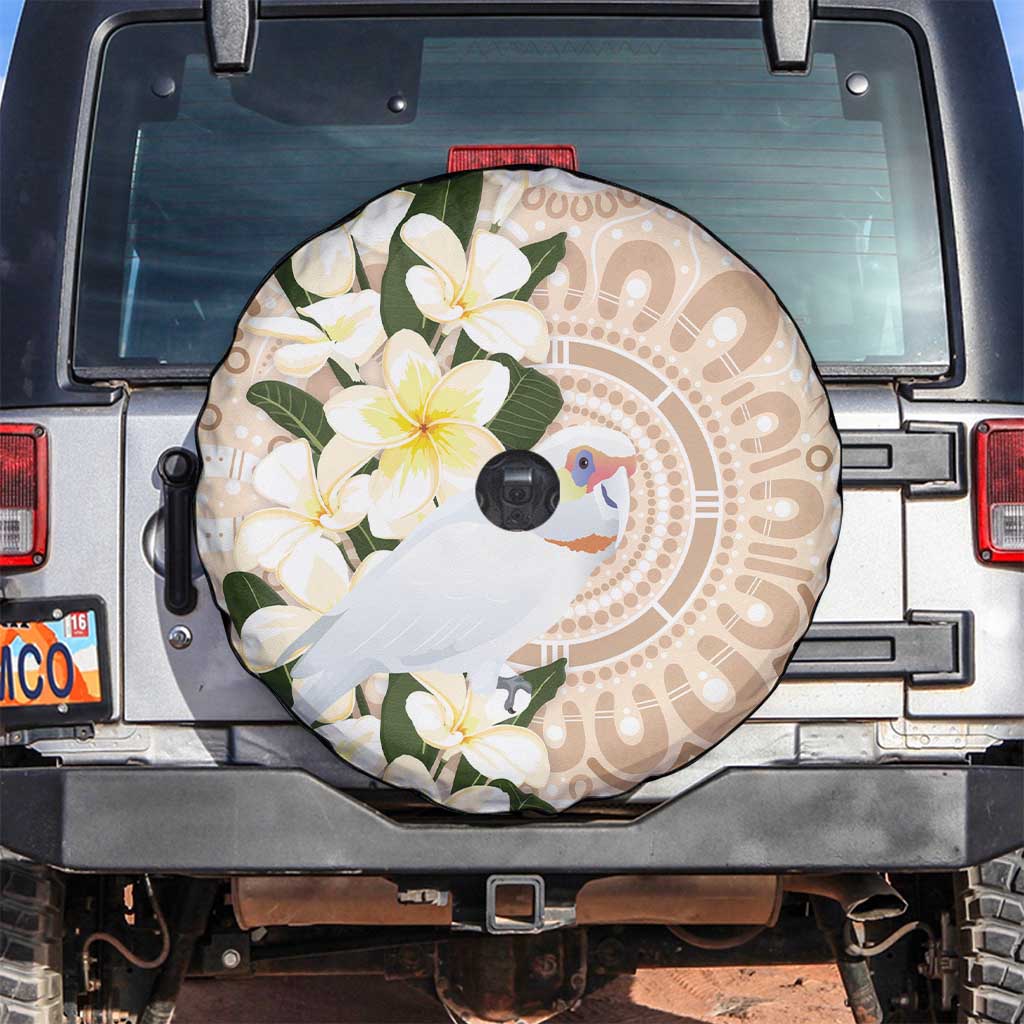 Australia Long-billed Corella Spare Tire Cover Cacatua Tenuirostris Plumeria Aboriginal Art - Aussie Hoodie