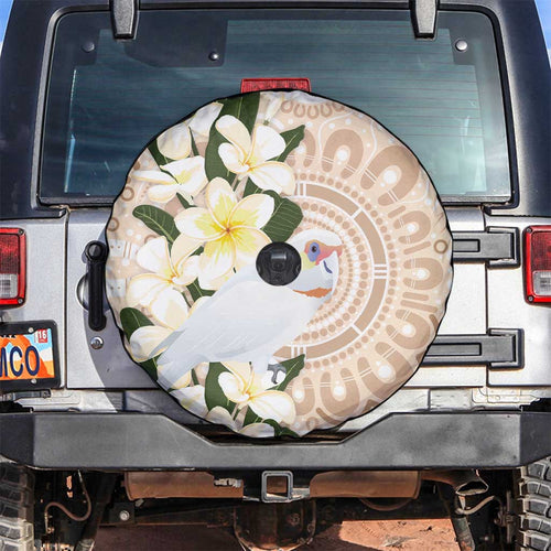 Australia Long-billed Corella Spare Tire Cover Cacatua Tenuirostris Plumeria Aboriginal Art - Aussie Hoodie
