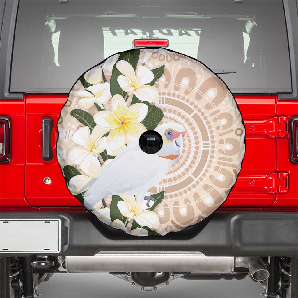 Australia Long-billed Corella Spare Tire Cover Cacatua Tenuirostris Plumeria Aboriginal Art - Aussie Hoodie