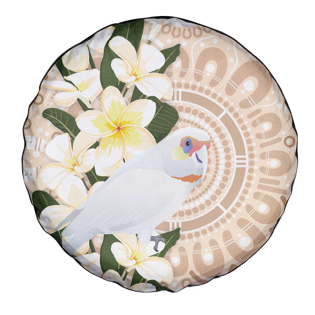 Australia Long-billed Corella Spare Tire Cover Cacatua Tenuirostris Plumeria Aboriginal Art - Aussie Hoodie