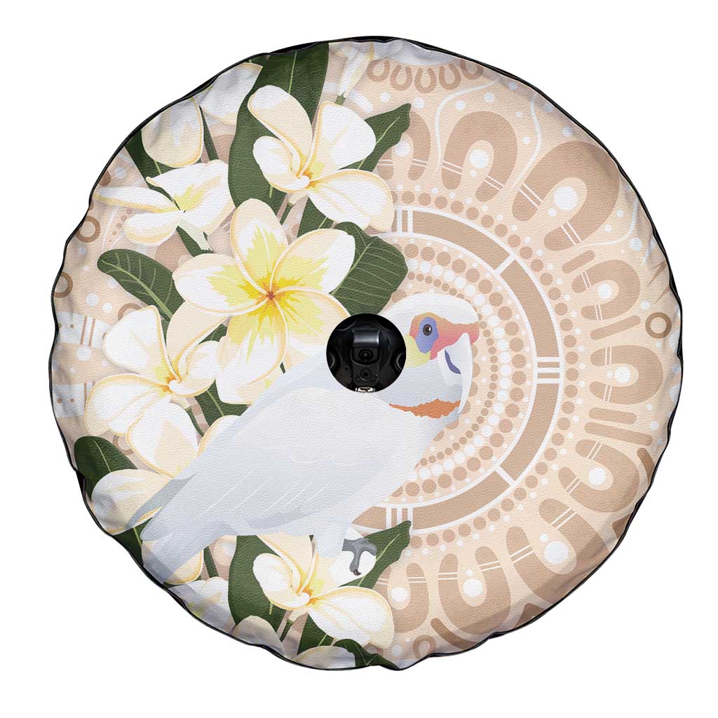 Australia Long-billed Corella Spare Tire Cover Cacatua Tenuirostris Plumeria Aboriginal Art - Aussie Hoodie
