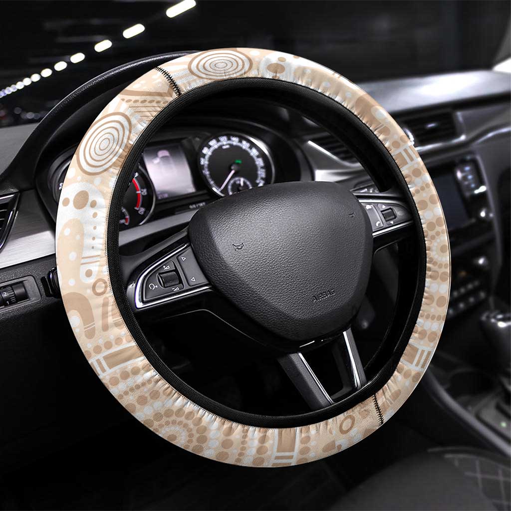 Australia Long-billed Corella Steering Wheel Cover Cacatua Tenuirostris Plumeria Aboriginal Art - Aussie Hoodie