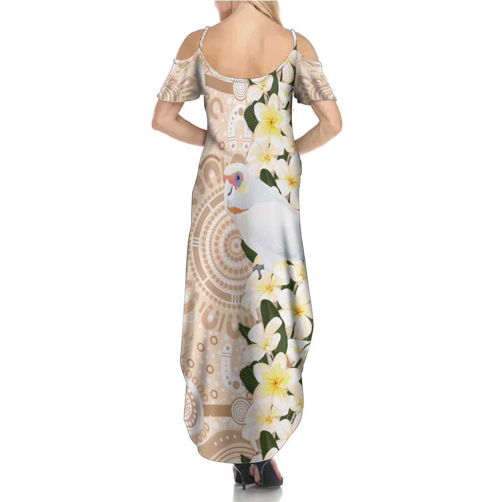 Australia Long-billed Corella Summer Maxi Dress Cacatua Tenuirostris Plumeria Aboriginal Art - Aussie Hoodie