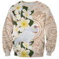 Australia Long-billed Corella Sweatshirt Cacatua Tenuirostris Plumeria Aboriginal Art - Aussie Hoodie