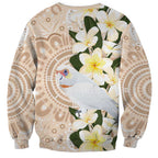 Australia Long-billed Corella Sweatshirt Cacatua Tenuirostris Plumeria Aboriginal Art - Aussie Hoodie