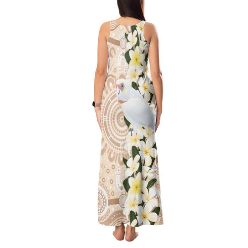 Australia Long-billed Corella Tank Maxi Dress Cacatua Tenuirostris Plumeria Aboriginal Art - Aussie Hoodie