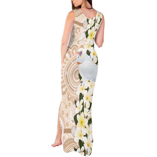 Australia Long-billed Corella Tank Maxi Dress Cacatua Tenuirostris Plumeria Aboriginal Art - Aussie Hoodie
