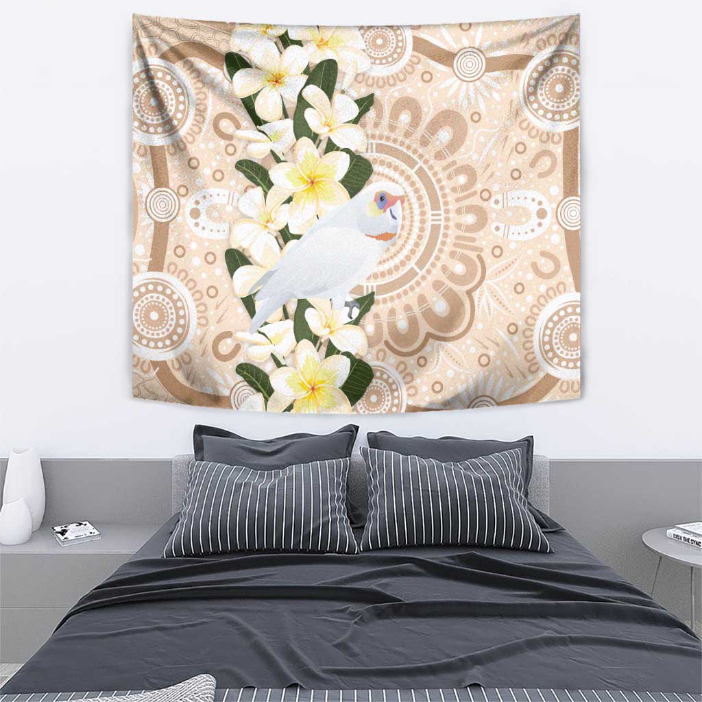 Australia Long-billed Corella Tapestry Cacatua Tenuirostris Plumeria Aboriginal Art - Aussie Hoodie