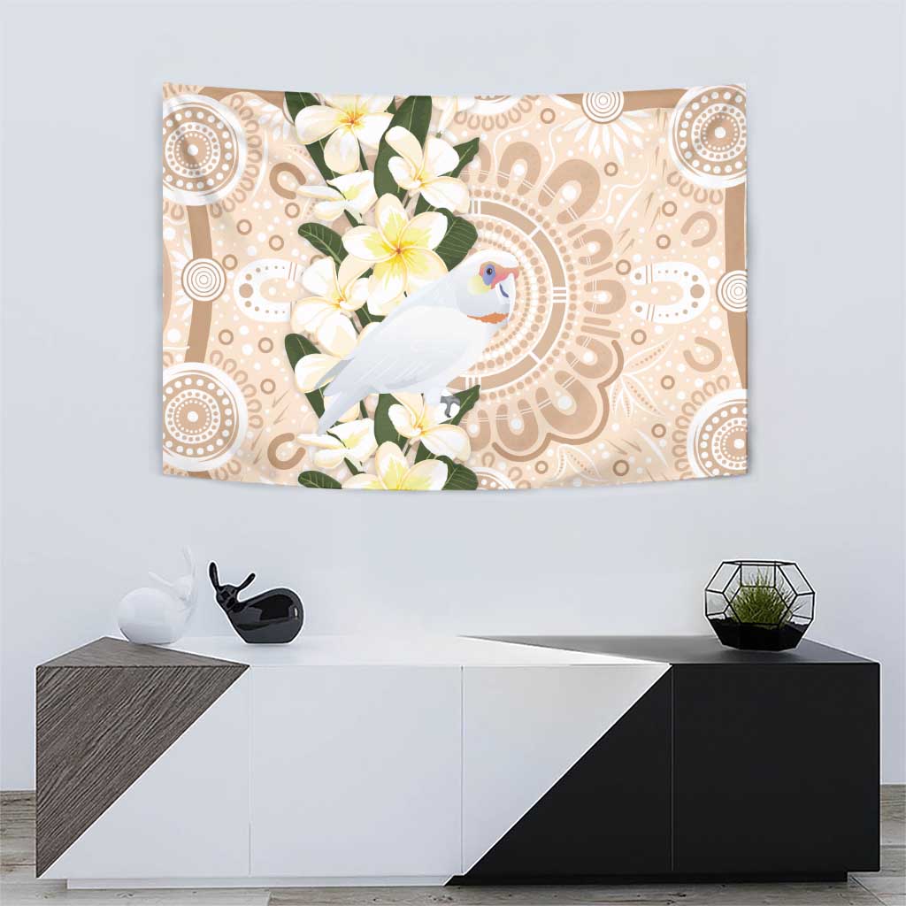 Australia Long-billed Corella Tapestry Cacatua Tenuirostris Plumeria Aboriginal Art - Aussie Hoodie