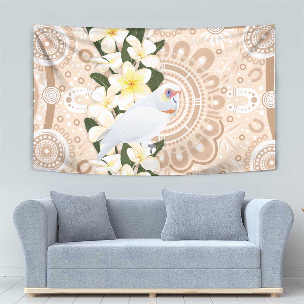 Australia Long-billed Corella Tapestry Cacatua Tenuirostris Plumeria Aboriginal Art - Aussie Hoodie