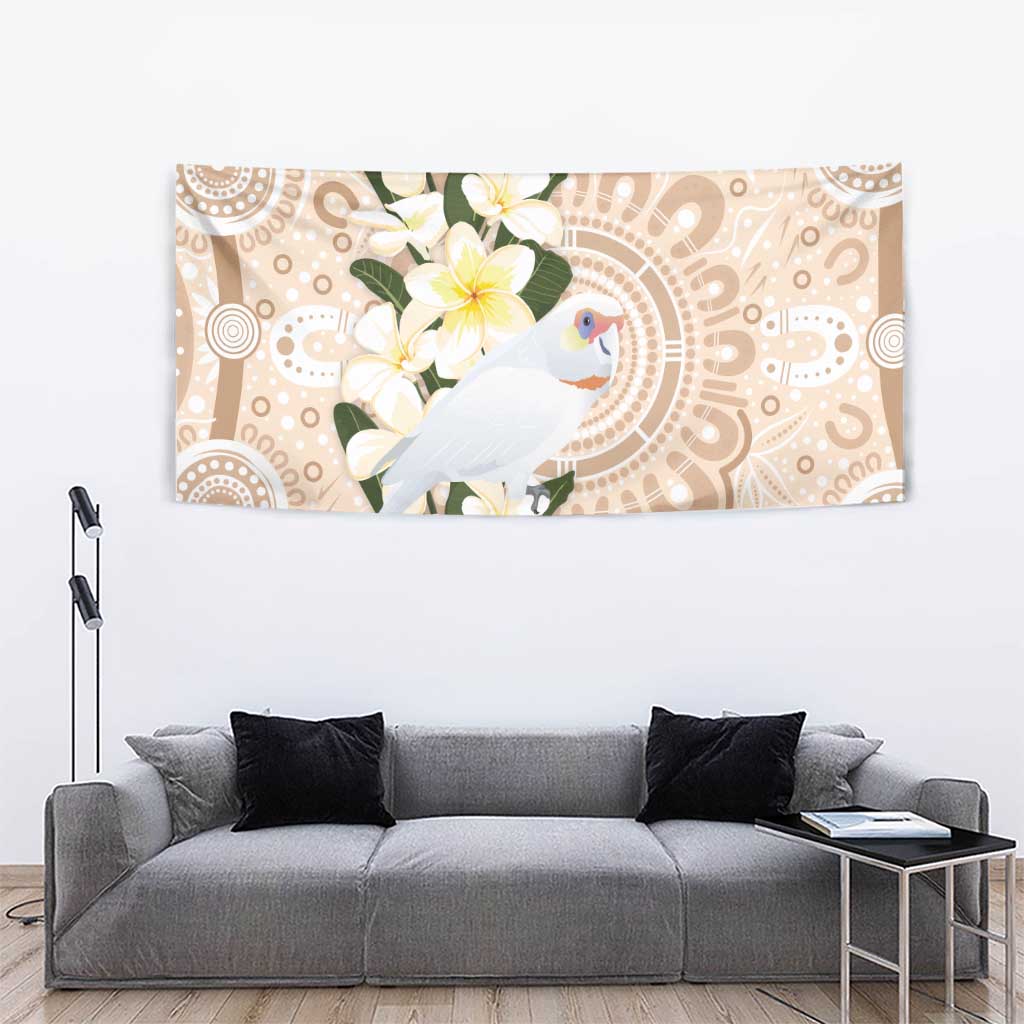 Australia Long-billed Corella Tapestry Cacatua Tenuirostris Plumeria Aboriginal Art - Aussie Hoodie
