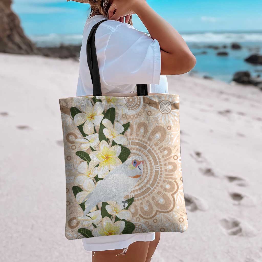 Australia Long-billed Corella Tote Bag Cacatua Tenuirostris Plumeria Aboriginal Art - Aussie Hoodie
