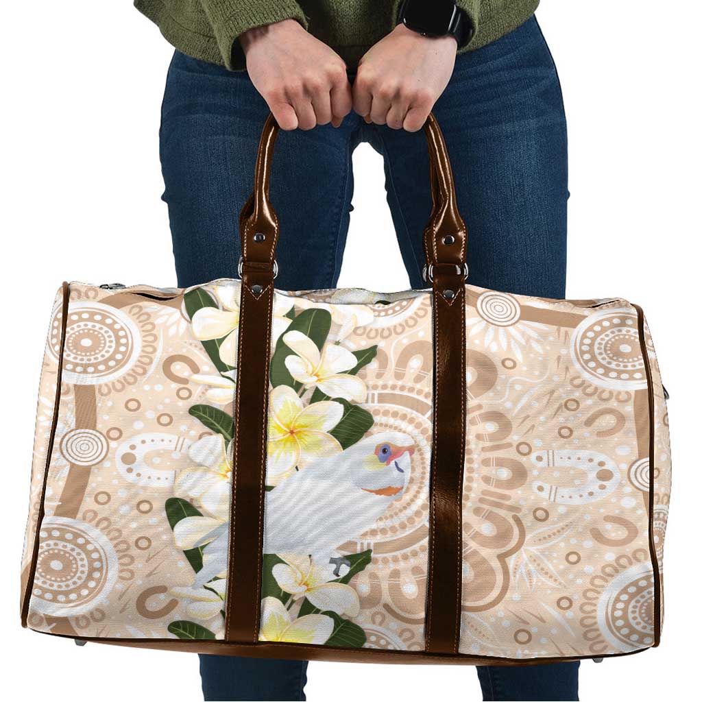 Australia Long-billed Corella Travel Bag Cacatua Tenuirostris Plumeria Aboriginal Art - Aussie Hoodie