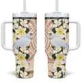 Australia Long-billed Corella Tumbler With Handle Cacatua Tenuirostris Plumeria Aboriginal Art - Aussie Hoodie