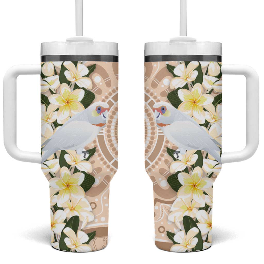 Australia Long-billed Corella Tumbler With Handle Cacatua Tenuirostris Plumeria Aboriginal Art - Aussie Hoodie