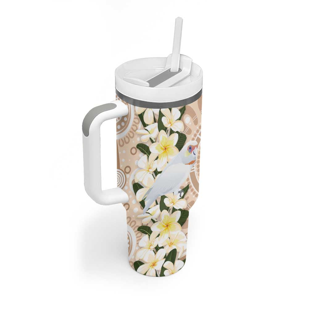 Australia Long-billed Corella Tumbler With Handle Cacatua Tenuirostris Plumeria Aboriginal Art - Aussie Hoodie
