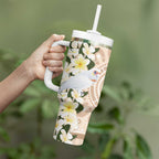 Australia Long-billed Corella Tumbler With Handle Cacatua Tenuirostris Plumeria Aboriginal Art - Aussie Hoodie