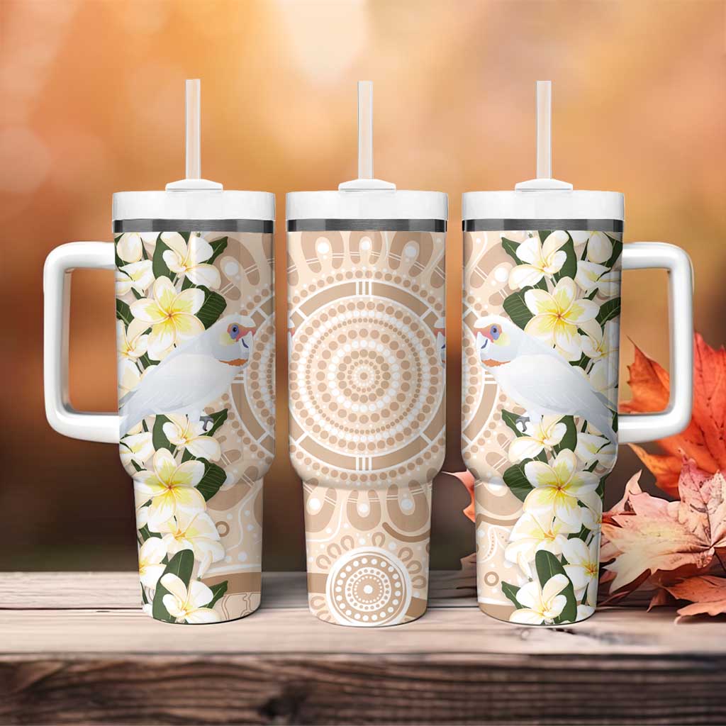 Australia Long-billed Corella Tumbler With Handle Cacatua Tenuirostris Plumeria Aboriginal Art - Aussie Hoodie
