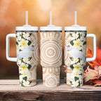 Australia Long-billed Corella Tumbler With Handle Cacatua Tenuirostris Plumeria Aboriginal Art - Aussie Hoodie