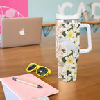 Australia Long-billed Corella Tumbler With Handle Cacatua Tenuirostris Plumeria Aboriginal Art - Aussie Hoodie
