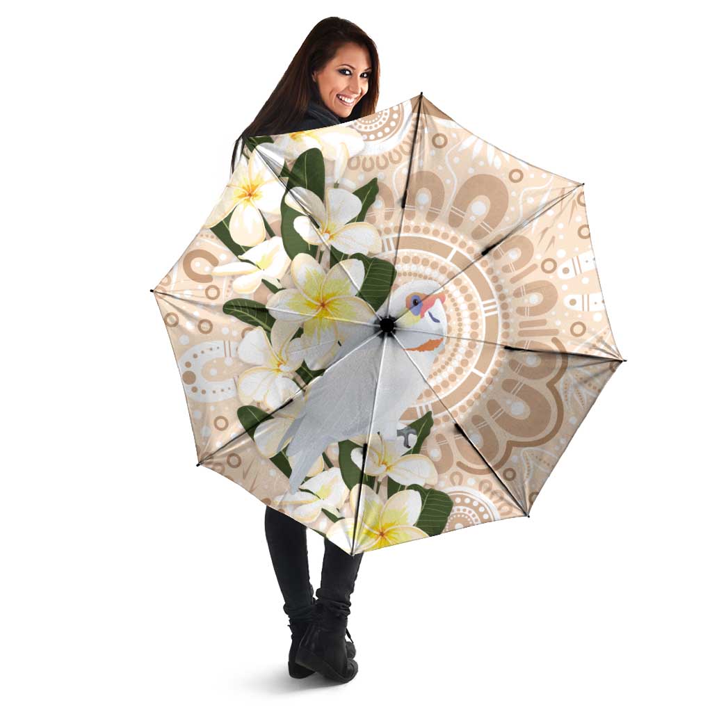Australia Long-billed Corella Umbrella Cacatua Tenuirostris Plumeria Aboriginal Art - Aussie Hoodie