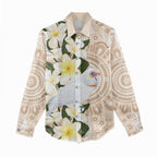 Australia Long-billed Corella Women Casual Shirt Cacatua Tenuirostris Plumeria Aboriginal Art - Aussie Hoodie