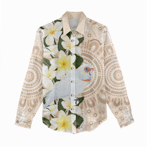 Australia Long-billed Corella Women Casual Shirt Cacatua Tenuirostris Plumeria Aboriginal Art - Aussie Hoodie