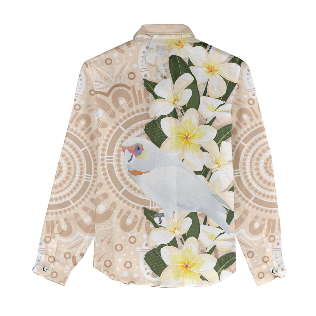 Australia Long-billed Corella Women Casual Shirt Cacatua Tenuirostris Plumeria Aboriginal Art - Aussie Hoodie