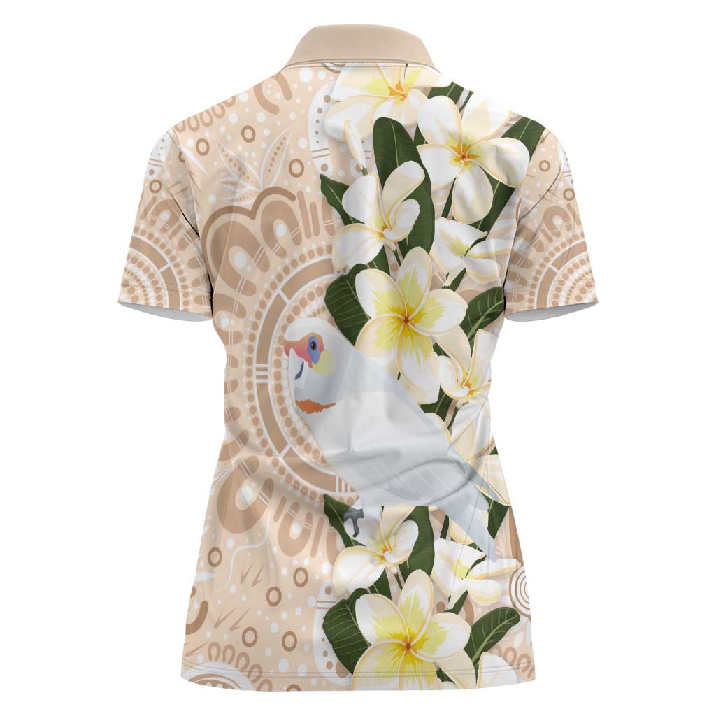 Australia Long-billed Corella Women Polo Shirt Cacatua Tenuirostris Plumeria Aboriginal Art - Aussie Hoodie