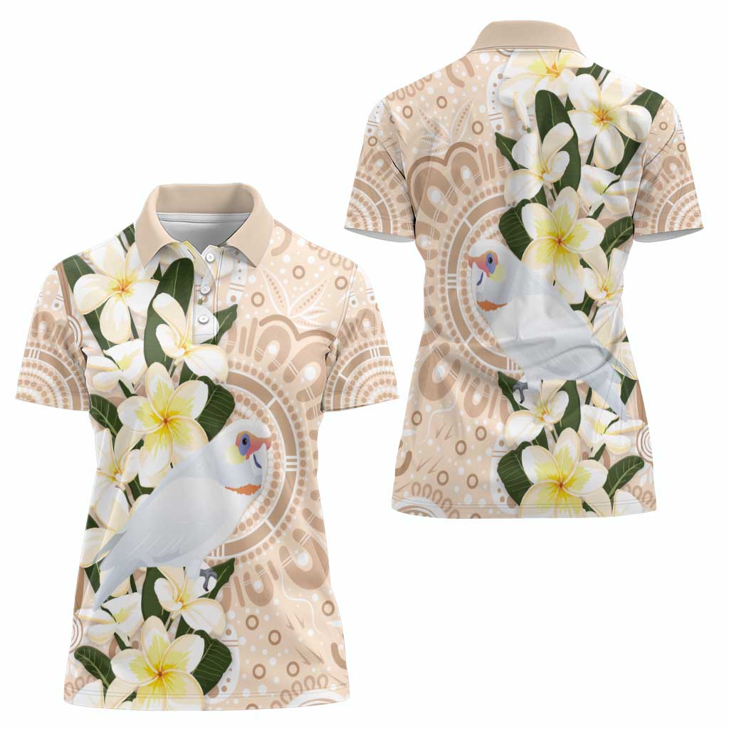 Australia Long-billed Corella Women Polo Shirt Cacatua Tenuirostris Plumeria Aboriginal Art - Aussie Hoodie