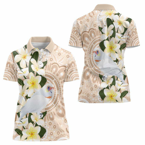 Australia Long-billed Corella Women Polo Shirt Cacatua Tenuirostris Plumeria Aboriginal Art - Aussie Hoodie