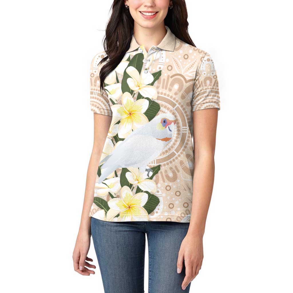 Australia Long-billed Corella Women Polo Shirt Cacatua Tenuirostris Plumeria Aboriginal Art - Aussie Hoodie