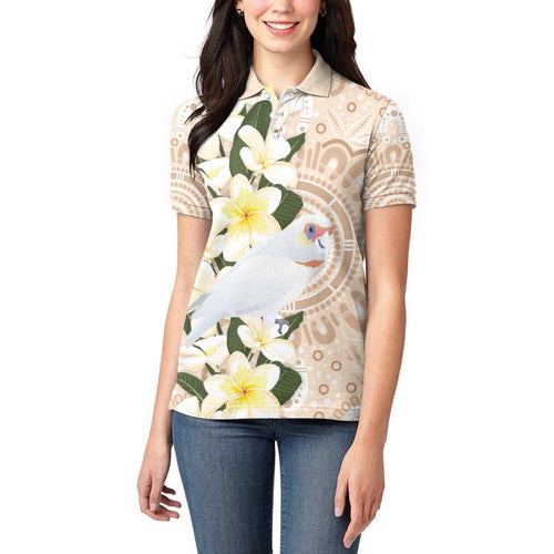 Australia Long-billed Corella Women Polo Shirt Cacatua Tenuirostris Plumeria Aboriginal Art - Aussie Hoodie