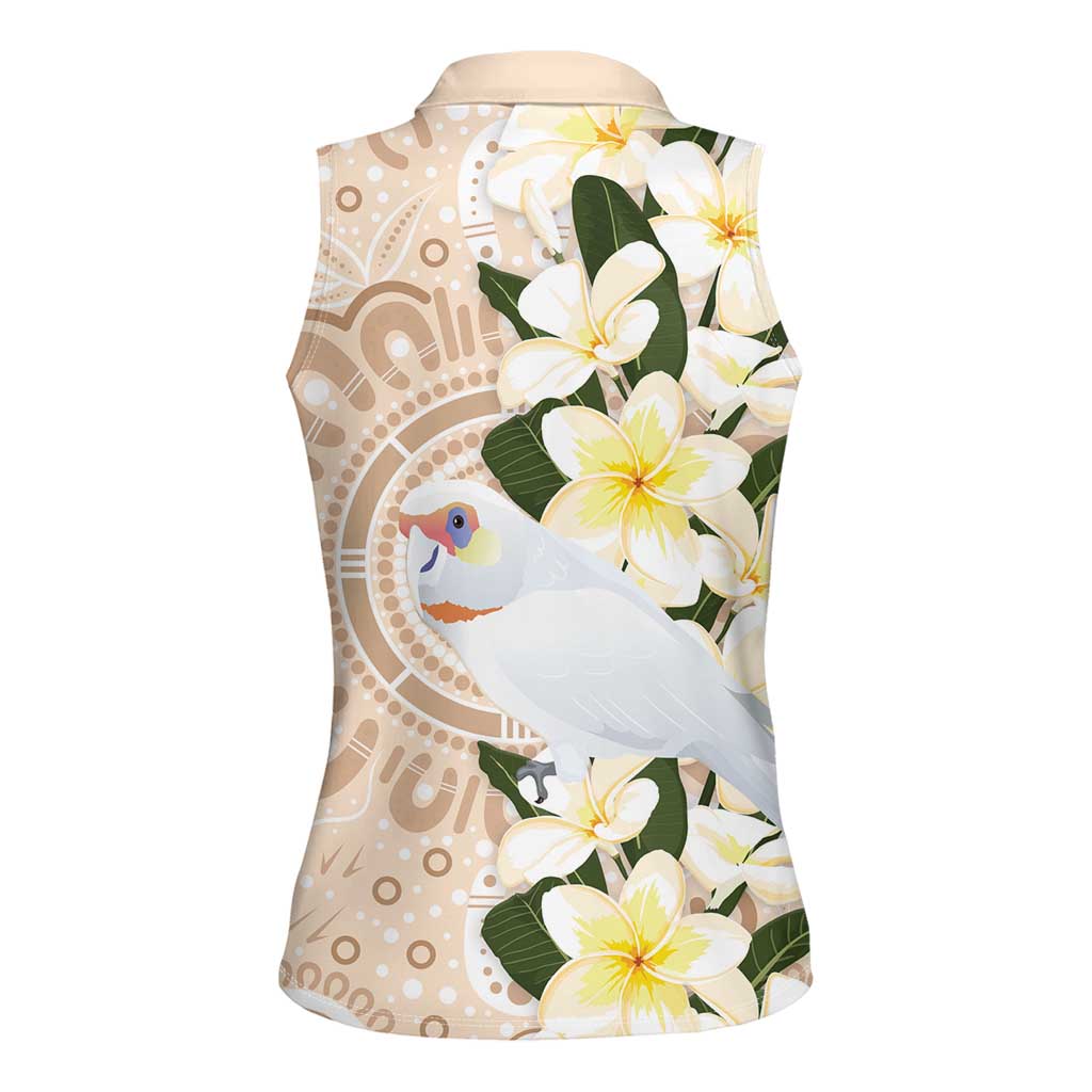 Australia Long-billed Corella Women Sleeveless Polo Shirt Cacatua Tenuirostris Plumeria Aboriginal Art - Aussie Hoodie