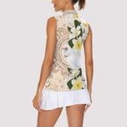 Australia Long-billed Corella Women Sleeveless Polo Shirt Cacatua Tenuirostris Plumeria Aboriginal Art - Aussie Hoodie