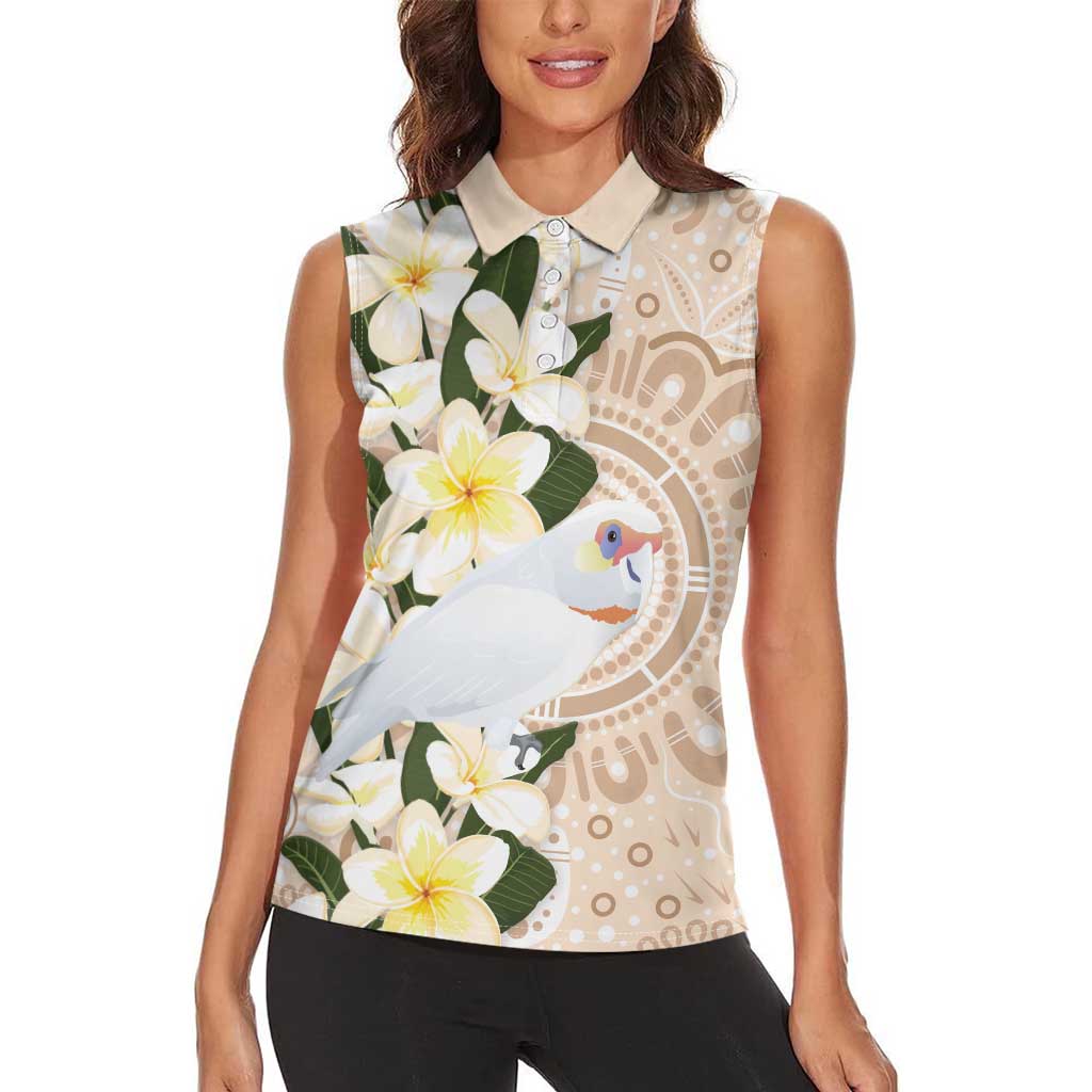 Australia Long-billed Corella Women Sleeveless Polo Shirt Cacatua Tenuirostris Plumeria Aboriginal Art - Aussie Hoodie