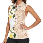 Australia Long-billed Corella Women Sleeveless Polo Shirt Cacatua Tenuirostris Plumeria Aboriginal Art - Aussie Hoodie