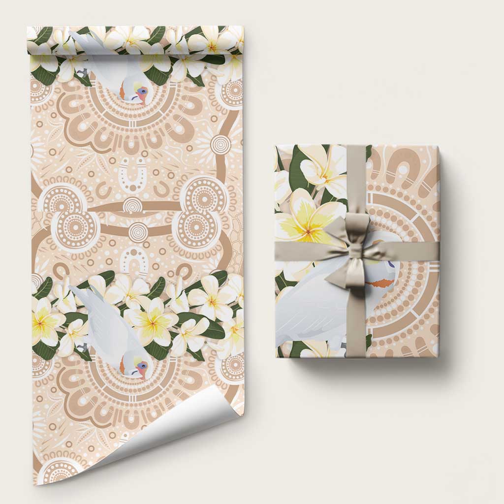 Australia Long-billed Corella Wrapping Paper Cacatua Tenuirostris Plumeria Aboriginal Art - Aussie Hoodie