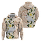 Australia Long-billed Corella Zip Hoodie Cacatua Tenuirostris Plumeria Aboriginal Art - Aussie Hoodie